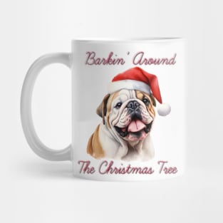 Christmas English Bulldog Dog in Santa Hat Mug